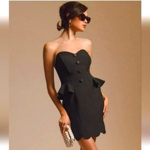 Anthropologie Eva Franco Strapless Peplum Mini Dress w/Scalloped Hem NWT size 8